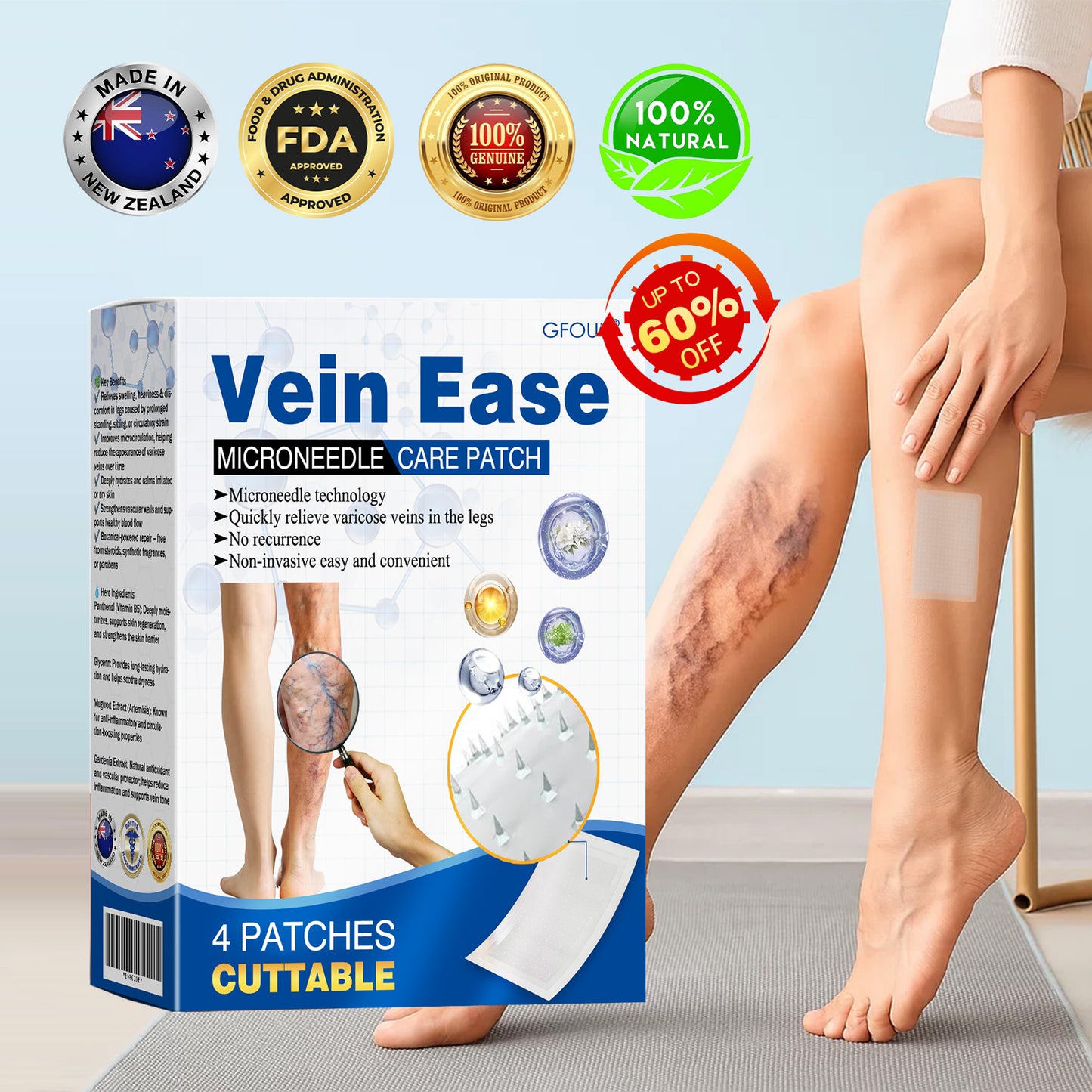 🧑‍⚕️GFOUK® VeinTarget Microneedle Patch⚡Instant Relief, Long-Term Results