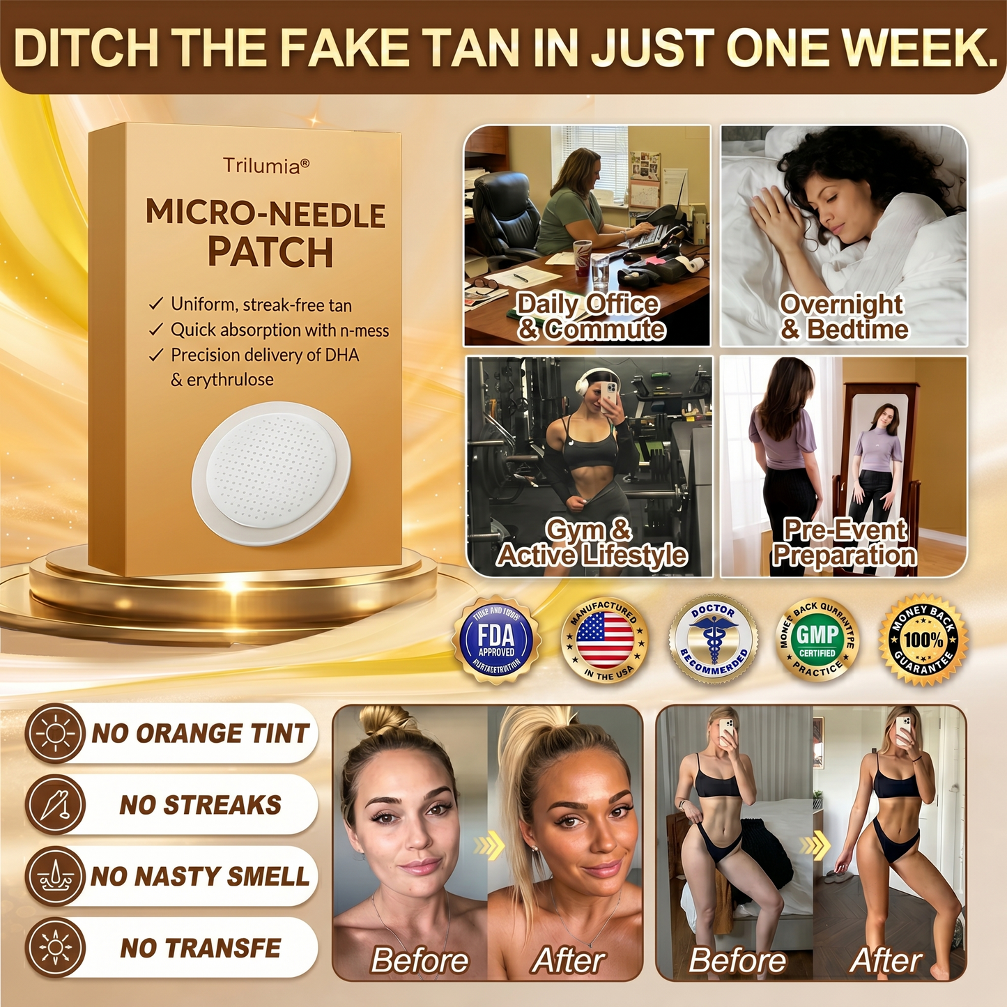 ☀️𝑶𝒇𝒇𝒊𝒄𝒊𝒂𝒍 𝑺𝒕𝒐𝒓𝒆 | ☀️ Trilumia® 𝐒𝐮𝐧𝐥𝐞𝐬𝐬 𝐈𝐧𝐬𝐭𝐚𝐧𝐭 𝐁𝐫𝐨𝐧𝐳𝐞 𝐓𝐚𝐧𝐧𝐢𝐧𝐠 𝐌𝐢𝐜𝐫𝐨𝐧𝐞𝐞𝐝𝐥𝐞 𝐏𝐚𝐭𝐜𝐡 🇺🇸 (𝐉𝐮𝐬𝐭 𝐨𝐧𝐜𝐞 𝐚 𝐝𝐚𝐲) 𝐕𝐢𝐬𝐢𝐛𝐥𝐞 𝐁𝐫𝐨𝐧𝐳𝐞 𝐆𝐥𝐨𝐰 𝐢𝐧 𝟕 𝐃𝐚𝐲𝐬 ✅ 𝐍𝐨 𝐔𝐕, 𝐍𝐨 𝐎𝐫𝐚𝐧𝐠𝐞, 𝐍𝐨 𝐒𝐭𝐫𝐞𝐚𝐤𝐬, 𝐍𝐨 𝐃𝐇𝐀, 𝐍𝐨 𝐌𝐞𝐬𝐬.